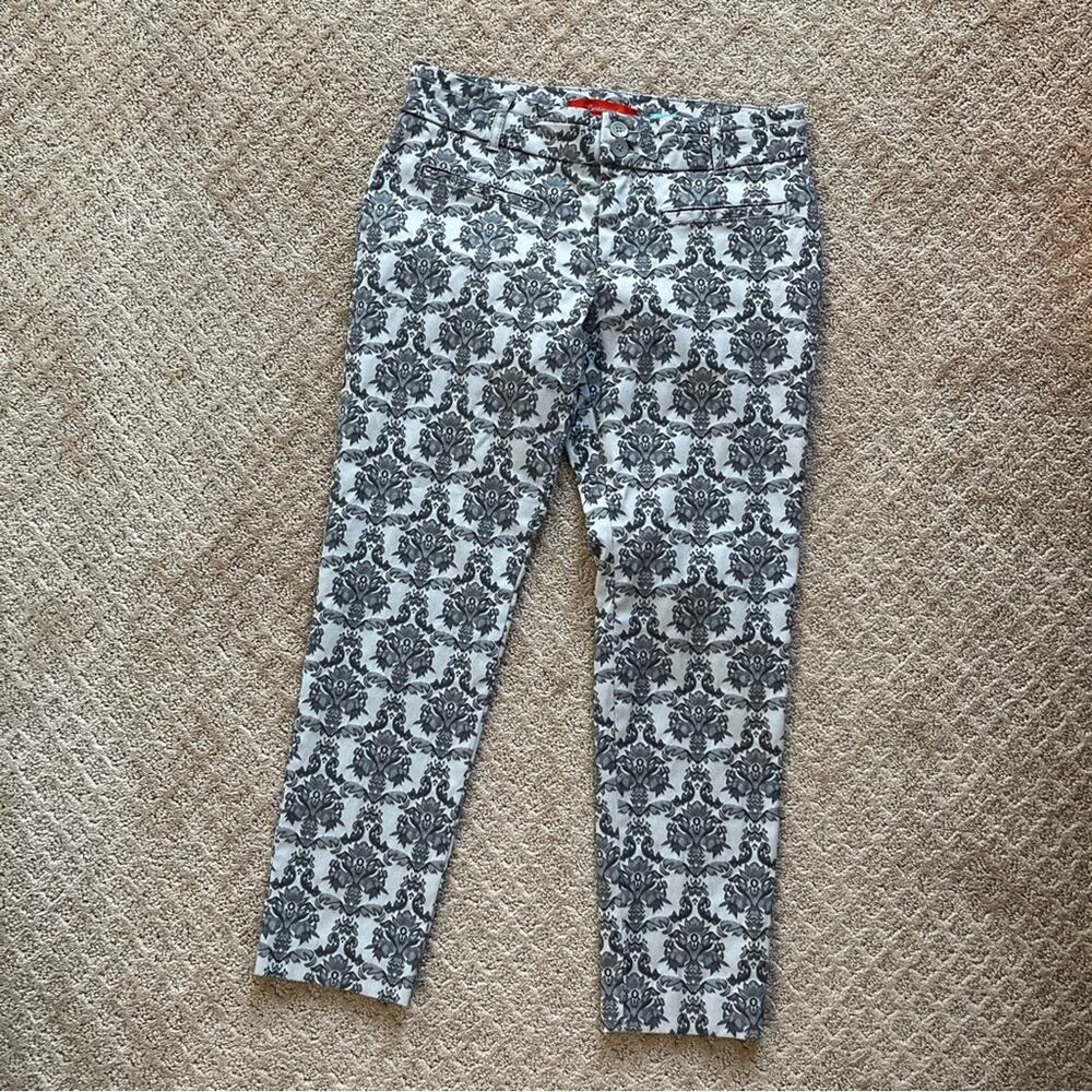 Anthropologie Cartonnier Charlie Ankle Pants Silver Gray Brocade